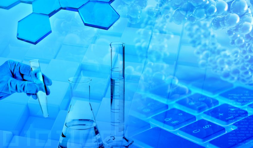 biochemical research and medical analysis abstract blue background